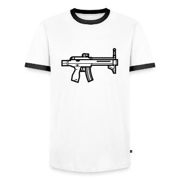 Mitraillette - T-shirt contrasté Homme - blanc/noir - Devant - AI Model Female 172 light (172cm) & AI Model Male 178 dark (178cm)