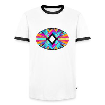 Tous les yeux qui voient - T-shirt contrasté Homme - blanc/noir - Devant - AI Model Female 172 light (172cm) & AI Model Male 178 dark (178cm)