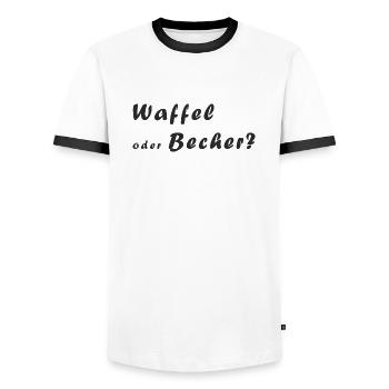 Eis in der Waffel oder im Becher? - Männer Kontrast-T-Shirt - Weiß/Schwarz - Vorne - AI Model Female 172 light (172cm) & AI Model Male 178 dark (178cm)