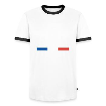 Made in France - Men's Ringer Shirt - white/black - Front - AI Model Female 172 light (172cm) & AI Model Male 178 dark (178cm)