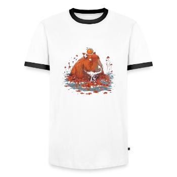 Orange capybara - Men's Ringer Shirt - white/black - Front - AI Model Female 172 light (172cm) & AI Model Male 178 dark (178cm)