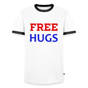 Free Hugs - T-shirt contrasté Homme - blanc/noir - Devant - AI Model Female 172 light (172cm) & AI Model Male 178 dark (178cm)