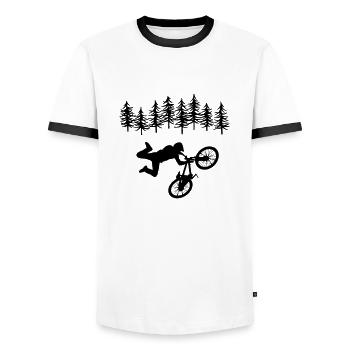 Mountain Bike - Men's Ringer Shirt - white/black - Front - AI Model Female 172 light (172cm) & AI Model Male 178 dark (178cm)