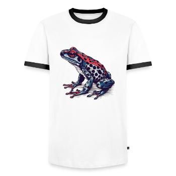 Pfeilgiftfrosch Amphibie in toller retro Optik - Männer Kontrast-T-Shirt - Weiß/Schwarz - Vorne - AI Model Female 172 light (172cm) & AI Model Male 178 dark (178cm)