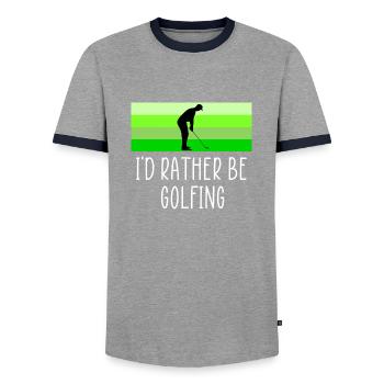 Lieber Golf spielen - Männer Kontrast-T-Shirt - Grau/Navy  - Vorne - AI Model Female 172 light (172cm) & AI Model Male 178 light (178cm)