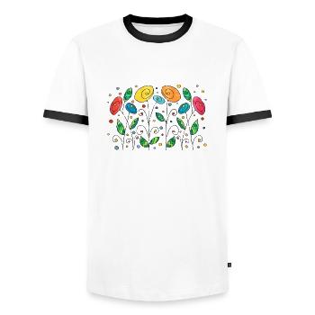 Blumen - Männer Kontrast-T-Shirt - Weiß/Schwarz - Vorne - AI Model Female 172 light (172cm) & AI Model Male 178 dark (178cm)