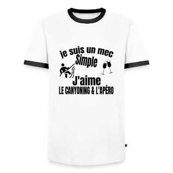 canyoning et apéro - T-shirt contrasté Homme - blanc/noir - Devant - AI Model Female 172 light (172cm) & AI Model Male 178 dark (178cm)