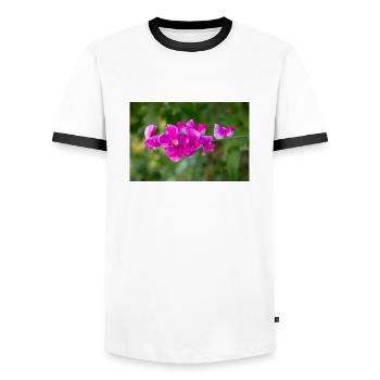 pois vivace éternel Lathyrus latifolius - T-shirt contrasté Homme - blanc/noir - Devant - AI Model Female 172 light (172cm) & AI Model Male 178 dark (178cm)
