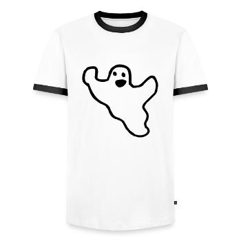 Gespenst - Männer Kontrast-T-Shirt - Weiß/Schwarz - Vorne - AI Model Female 172 light (172cm) & AI Model Male 178 dark (178cm)