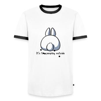 Il y a trop de monde dehors - T-shirt contrasté Homme - blanc/noir - Devant - AI Model Female 172 light (172cm) & AI Model Male 178 dark (178cm)
