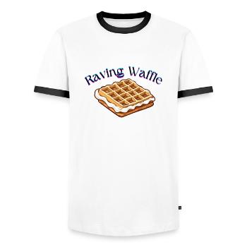 Soirée gaufre délirante - T-shirt contrasté Homme - blanc/noir - Devant - AI Model Female 172 light (172cm) & AI Model Male 178 dark (178cm)