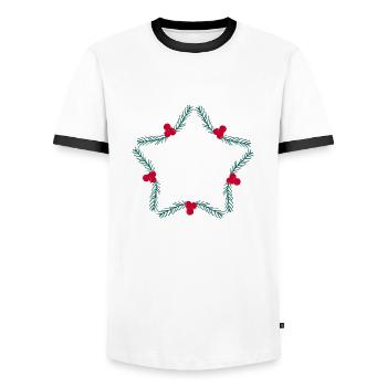 Weihnachtskranz in Sternform - Männer Kontrast-T-Shirt - Weiß/Schwarz - Vorne - AI Model Female 172 light (172cm) & AI Model Male 178 dark (178cm)