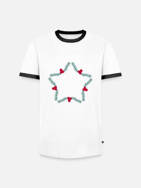 Weihnachtskranz in Sternform - Männer Kontrast-T-Shirt - Weiß/Schwarz