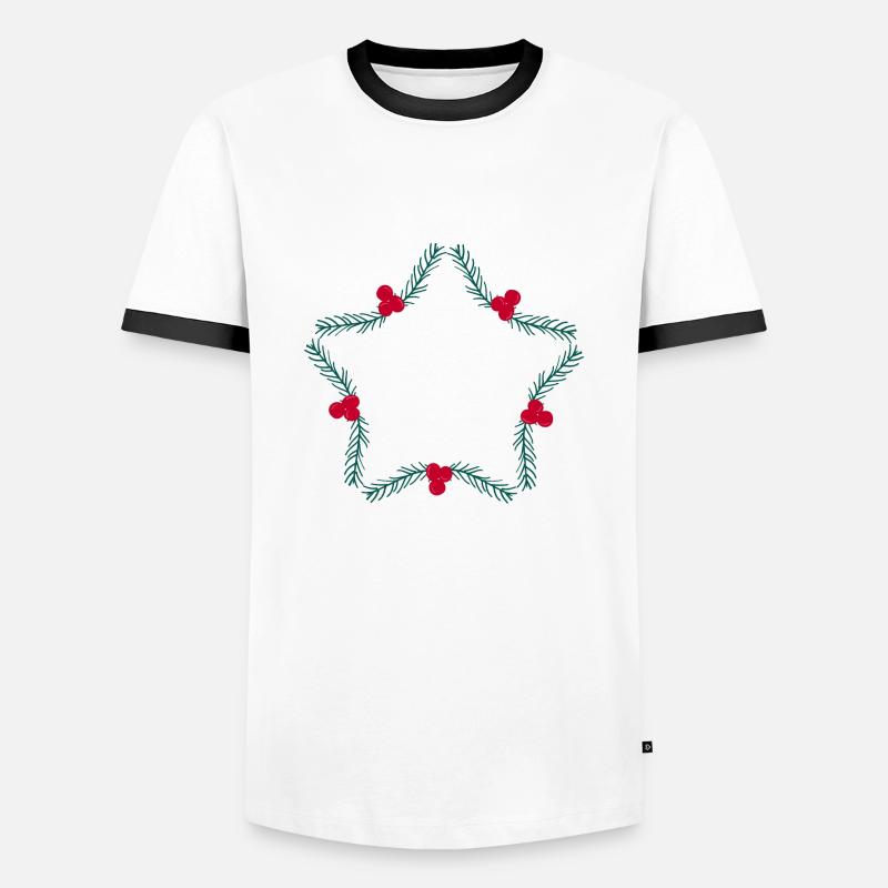 Star-shaped Christmas wreath - Men's Ringer Shirt - white/black