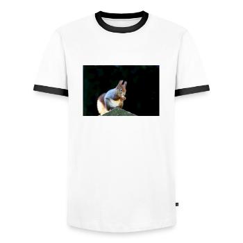 Eichhörnchen, Isibat - Männer Kontrast-T-Shirt - Weiß/Schwarz - Vorne - AI Model Female 172 light (172cm) & AI Model Male 178 dark (178cm)