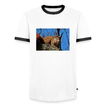 Eichhörnchen - Männer Kontrast-T-Shirt - Weiß/Schwarz - Vorne - AI Model Female 172 light (172cm) & AI Model Male 178 dark (178cm)
