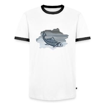 Poisson - T-shirt contrasté Homme - blanc/noir - Devant - AI Model Female 172 light (172cm) & AI Model Male 178 dark (178cm)