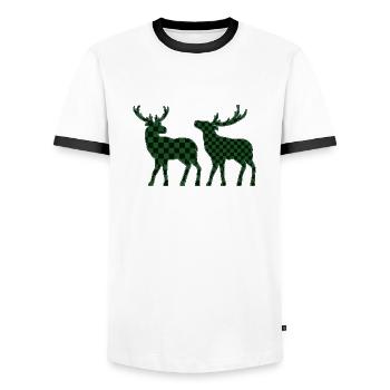 Hirsch - Männer Kontrast-T-Shirt - Weiß/Schwarz - Vorne - AI Model Female 172 light (172cm) & AI Model Male 178 dark (178cm)