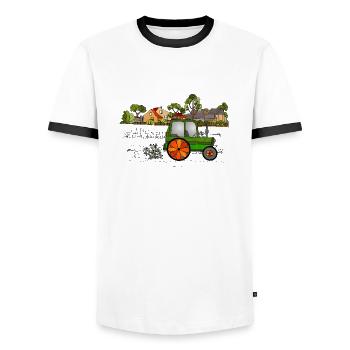 Tractor - Men's Ringer Shirt - white/black - Front - AI Model Female 172 light (172cm) & AI Model Male 178 dark (178cm)