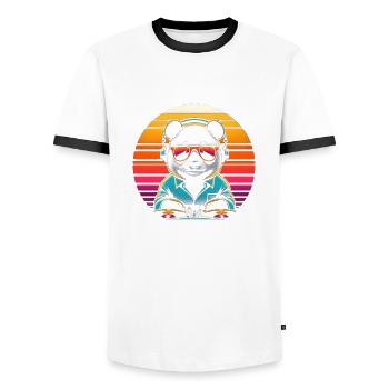 Panda DJ - Männer Kontrast-T-Shirt - Weiß/Schwarz - Vorne - AI Model Female 172 light (172cm) & AI Model Male 178 dark (178cm)