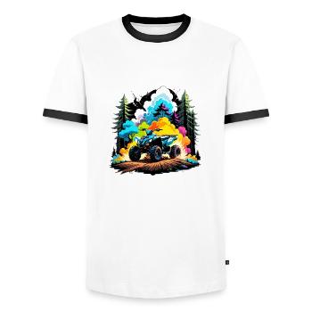 quad et tout terrain - T-shirt contrasté Homme - blanc/noir - Devant - AI Model Female 172 light (172cm) & AI Model Male 178 dark (178cm)