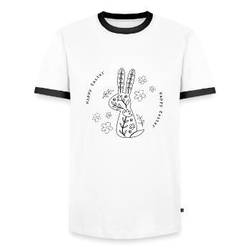 Ostern Geschenk Happy Easter - Männer Kontrast-T-Shirt - Weiß/Schwarz - Vorne - AI Model Female 172 light (172cm) & AI Model Male 178 dark (178cm)