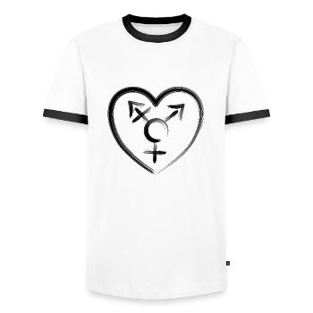 Heart emblem transgender black - Men's Ringer Shirt - white/black - Front - AI Model Female 172 light (172cm) & AI Model Male 178 dark (178cm)