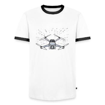 Pilote de drone certifié - Capturez des moments aériens ! - T-shirt contrasté Homme - blanc/noir - Devant - AI Model Female 172 light (172cm) & AI Model Male 178 dark (178cm)