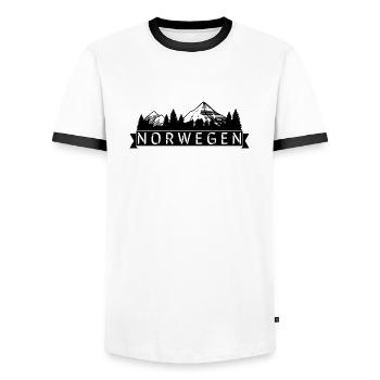 Norway with mountain landscape - Men's Ringer Shirt - white/black - Front - AI Model Female 172 light (172cm) & AI Model Male 178 dark (178cm)