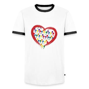 Color Herz Love Bo-Grafik - Männer Kontrast-T-Shirt - Weiß/Schwarz - Vorne - AI Model Female 172 light (172cm) & AI Model Male 178 dark (178cm)