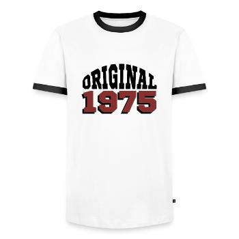 Original 1975 - Männer Kontrast-T-Shirt - Weiß/Schwarz - Vorne - AI Model Female 172 light (172cm) & AI Model Male 178 dark (178cm)