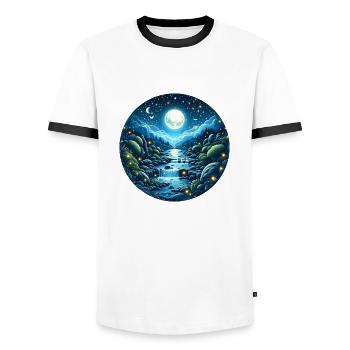 Moon Magic - Men's Ringer Shirt - white/black - Front - AI Model Female 172 light (172cm) & AI Model Male 178 dark (178cm)