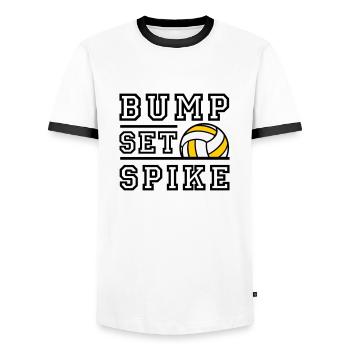 Bump Set Spike - Farbwechsel möglich - Männer Kontrast-T-Shirt - Weiß/Schwarz - Vorne - AI Model Female 172 light (172cm) & AI Model Male 178 dark (178cm)