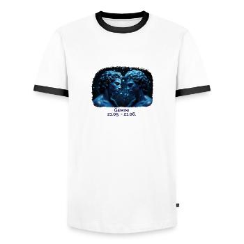 Signe du zodiaque Gémeaux M Date - T-shirt contrasté Homme - blanc/noir - Devant - AI Model Female 172 light (172cm) & AI Model Male 178 dark (178cm)