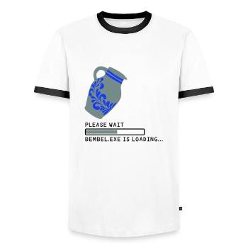Bembel EXE Loading - Men's Ringer Shirt - white/black - Front - AI Model Female 172 light (172cm) & AI Model Male 178 dark (178cm)