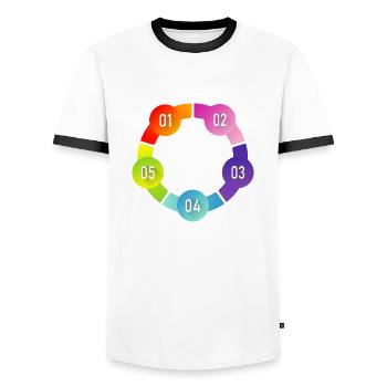 My number - Men's Ringer Shirt - white/black - Front - AI Model Female 172 light (172cm) & AI Model Male 178 dark (178cm)