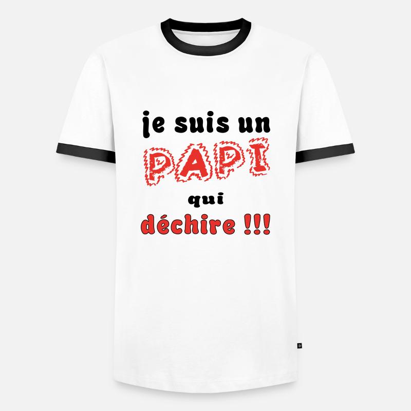 PAPI PAPY - Männer Kontrast-T-Shirt - Weiß/Schwarz