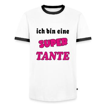 Ich bin eine Super TANTE - Men's Ringer Shirt - white/black - Front - AI Model Female 172 light (172cm) & AI Model Male 178 dark (178cm)