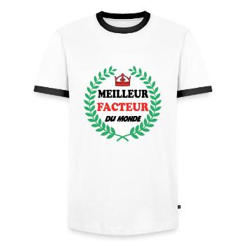 MEILLEUR FACTEUR DU MONDE - T-shirt contrasté Homme - blanc/noir - Devant - AI Model Female 172 light (172cm) & AI Model Male 178 dark (178cm)