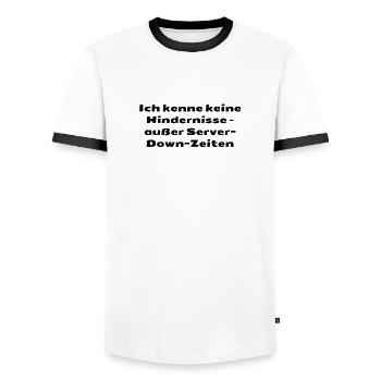 Typisch-Gamer - Männer Kontrast-T-Shirt - Weiß/Schwarz - Vorne - AI Model Female 172 light (172cm) & AI Model Male 178 dark (178cm)