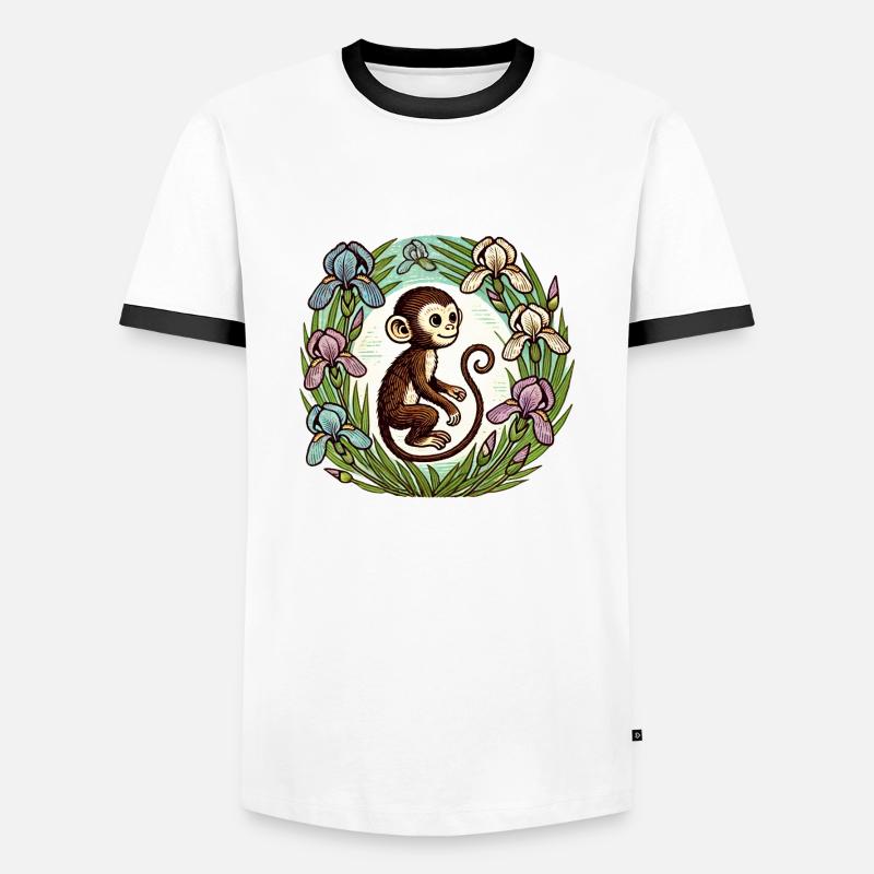 Iris-Affe - Männer Kontrast-T-Shirt - Weiß/Schwarz