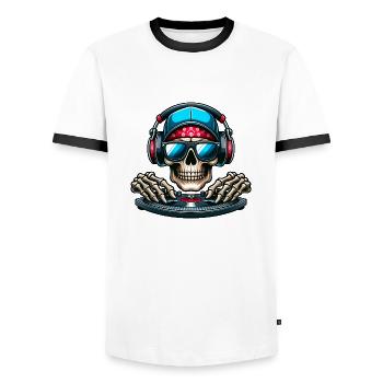 Crâne DJ - T-shirt contrasté Homme - blanc/noir - Devant - AI Model Female 172 light (172cm) & AI Model Male 178 dark (178cm)