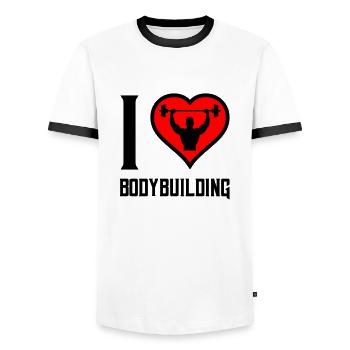 i love bodybuilding - Männer Kontrast-T-Shirt - Weiß/Schwarz - Vorne - AI Model Female 172 light (172cm) & AI Model Male 178 dark (178cm)