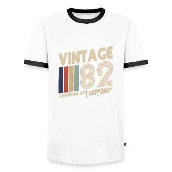 82 - Men's Ringer Shirt - white/black - Front - AI Model Female 172 light (172cm) & AI Model Male 178 dark (178cm)