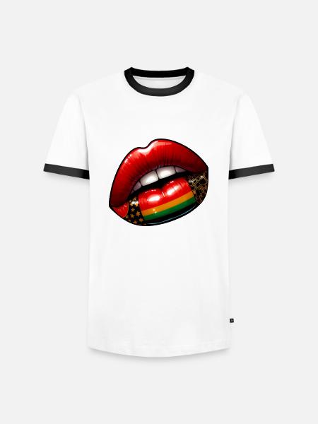 Baiser d'Élégance, Lèvres Rouges - T-shirt contrasté Homme - blanc/noir