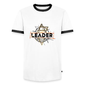 leader - Männer Kontrast-T-Shirt - Weiß/Schwarz - Vorne - AI Model Female 172 light (172cm) & AI Model Male 178 dark (178cm)