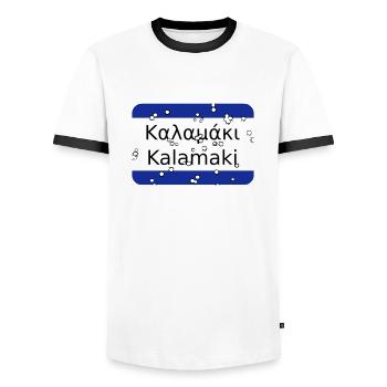 MG Kalamaki OldDesign - Men's Ringer Shirt - white/black - Front - AI Model Female 172 light (172cm) & AI Model Male 178 dark (178cm)