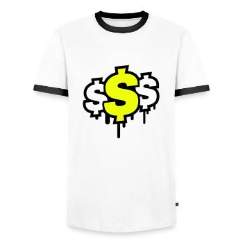 dollar symbol - Männer Kontrast-T-Shirt - Weiß/Schwarz - Vorne - AI Model Female 172 light (172cm) & AI Model Male 178 dark (178cm)
