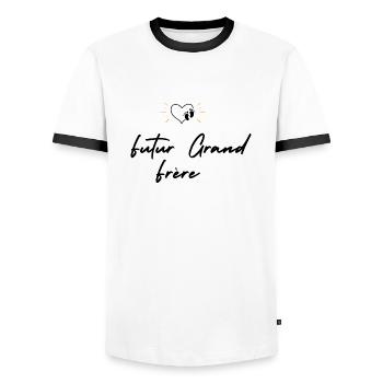 Future big brother - future big brother announcement - Men's Ringer Shirt - white/black - Front - AI Model Female 172 light (172cm) & AI Model Male 178 dark (178cm)