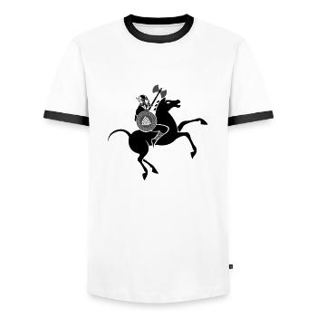 wikinger krieger 02 - Männer Kontrast-T-Shirt - Weiß/Schwarz - Vorne - AI Model Female 172 light (172cm) & AI Model Male 178 dark (178cm)